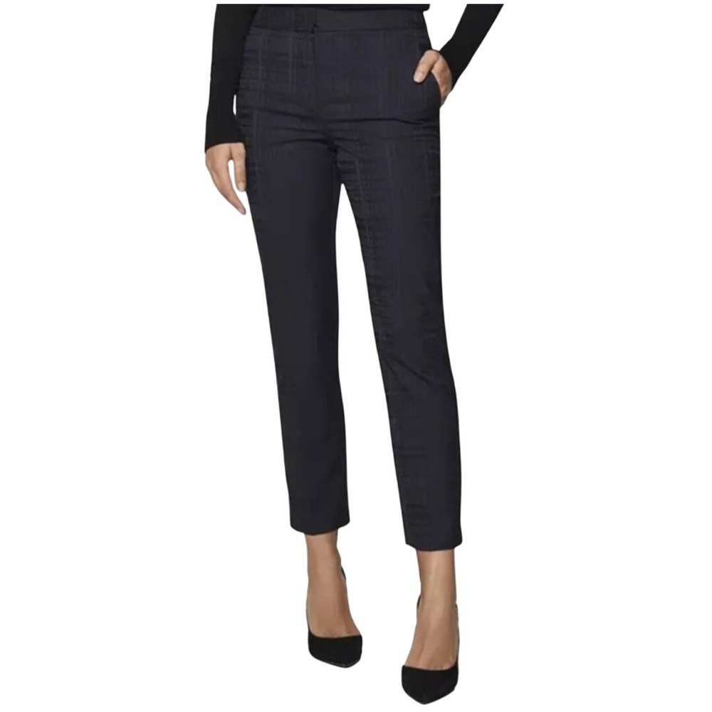 Reiss Margot Black Navy Blue Check Slim Tailored Trousers Pants Size USA 2 UK 6